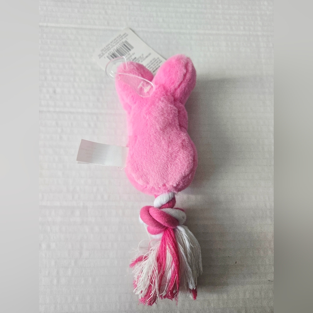 Pink Peeps 7 Inch Rope Dog Toy- Pink/ Squeaks - Picture 2 of 4
